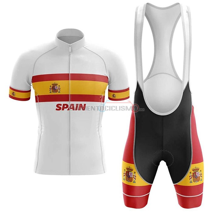 Abbigliamento Ciclismo Campione Spagna Manica Corta 2020 Bianco